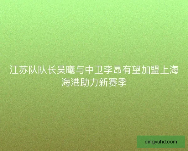 江苏队队长吴曦与中卫李昂有望加盟上海海港助力新赛季